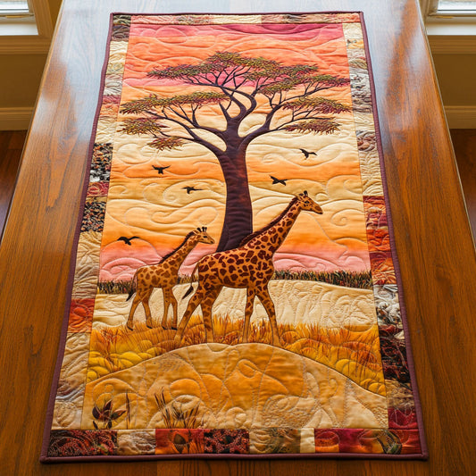 Giraffes At Dusk WJ2504016CL Quilted Table Runner