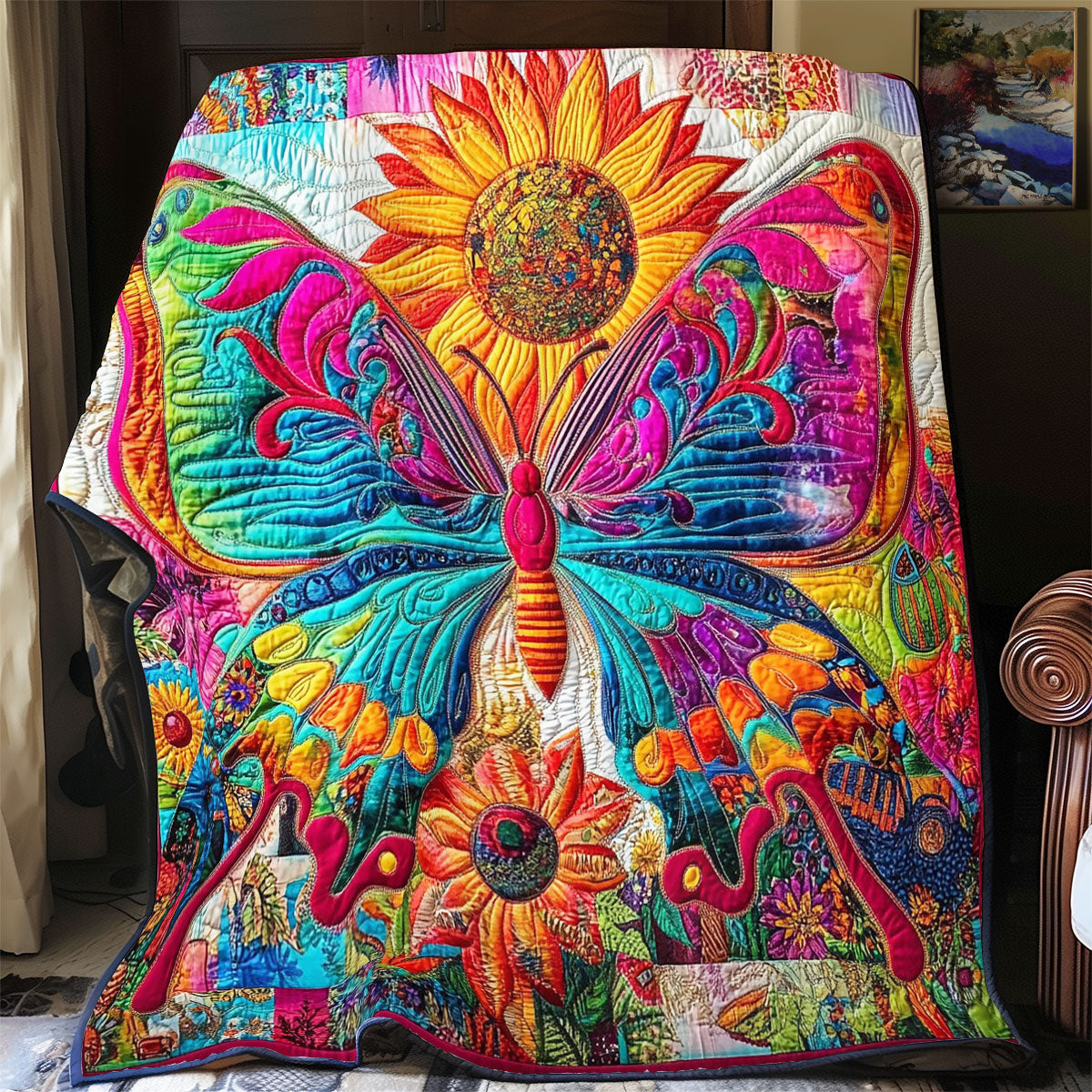 Hippie Butterfly Portrait WY0801030CL Quilt