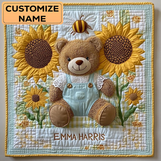 Happy Honey Bear CW3007034CL Personalized Baby Quilt