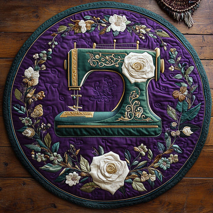 Teal Sewing Machine WY2504024CL Quilted Round Mat