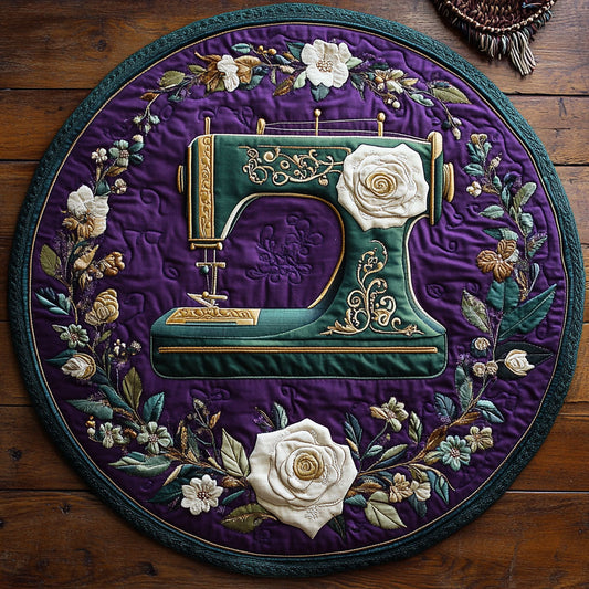 Teal Sewing Machine WY2504024CL Quilted Round Mat