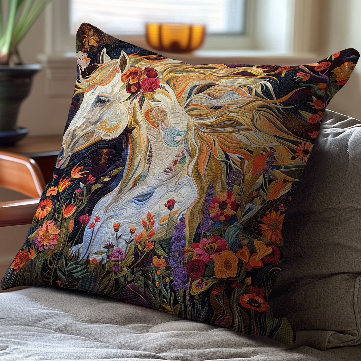 Flower Horse WJ2611048CL Quilt Pillow Case