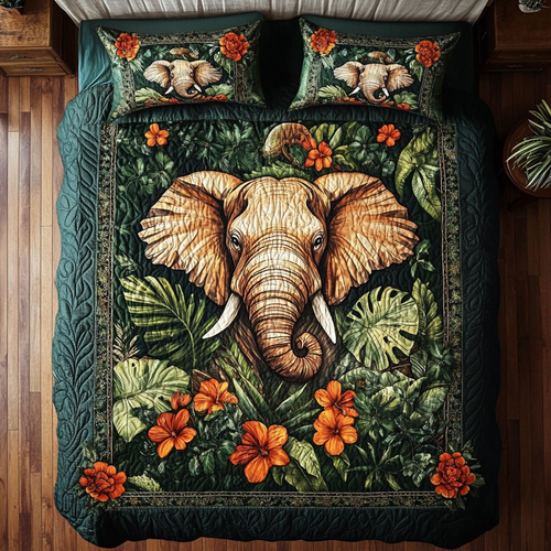 Elephant In Tropical Forest WY0301007CL Duvet Cover Set