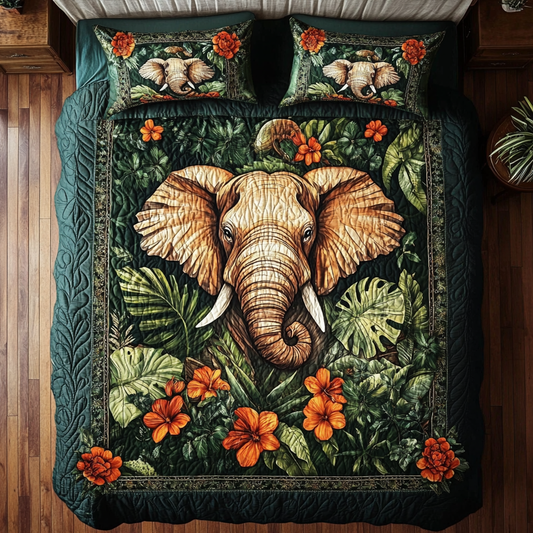 Elephant In Tropical Forest WY0301007CL Duvet Cover Set