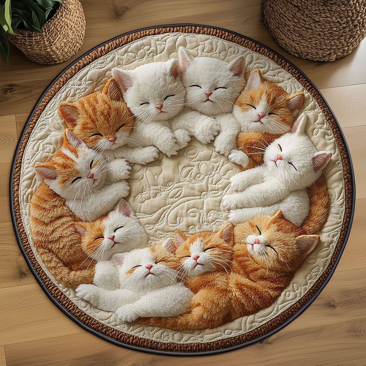 Cozy Cat Pile WN2203007CL Quilted Round Mat