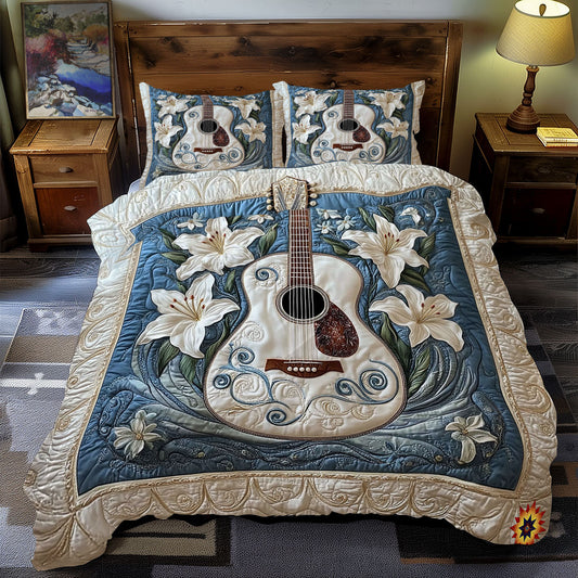 White Flower And Guitar WY2412032CL Duvet Cover Set