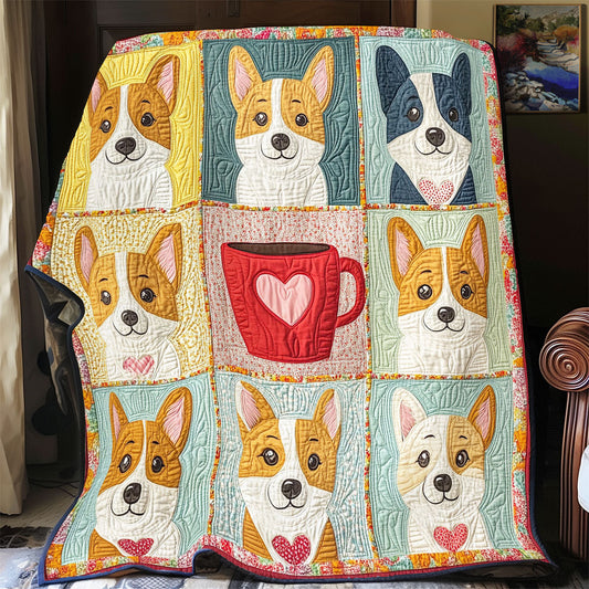 Heart Teacup Corgi WY2001085CL Quilt