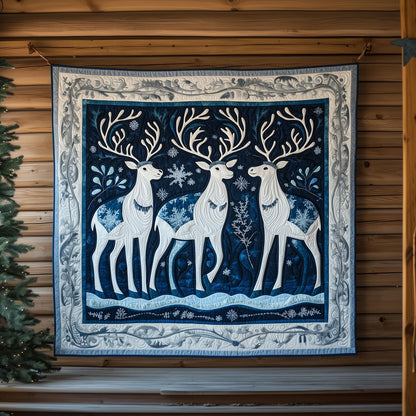 Majestic Winter Reindeer Herd XK2209005CL Quilt