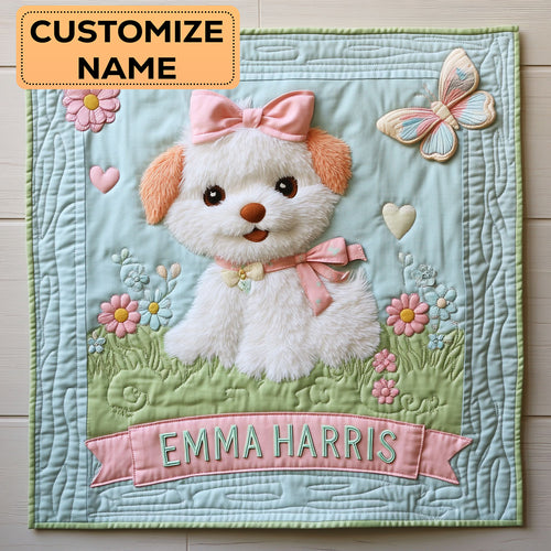 Happy Puppy CW2507007CL Personalized Baby Quilt