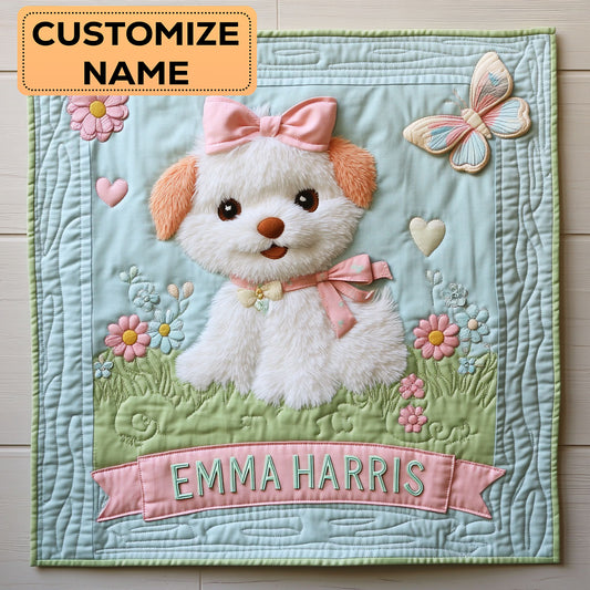 Happy Puppy CW2507007CL Personalized Baby Quilt