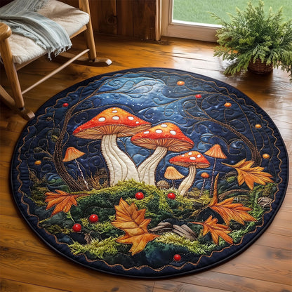 Wild Mushrooms WY220399CL Quilted Round Mat