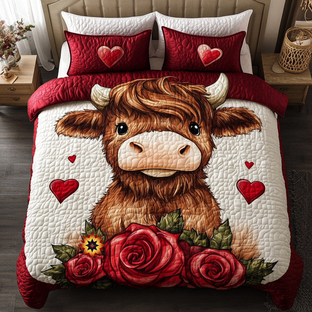 Valentine Highland Cow YR212002CL Duvet Cover Set