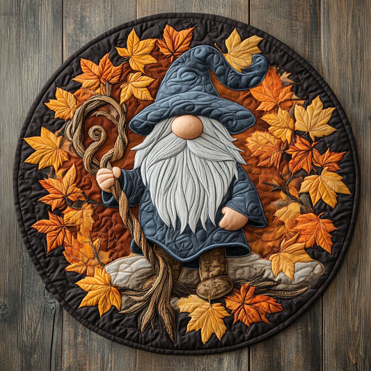 Gnome’s Autumn Magic WN1507049CL Quilted Round Mat