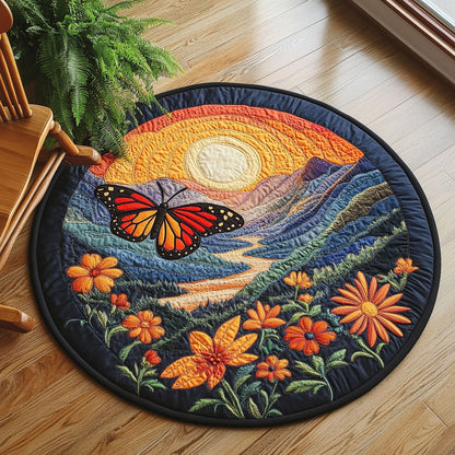 Meadow Monarch Butterfly WP0204009CL Quilted Round Mat