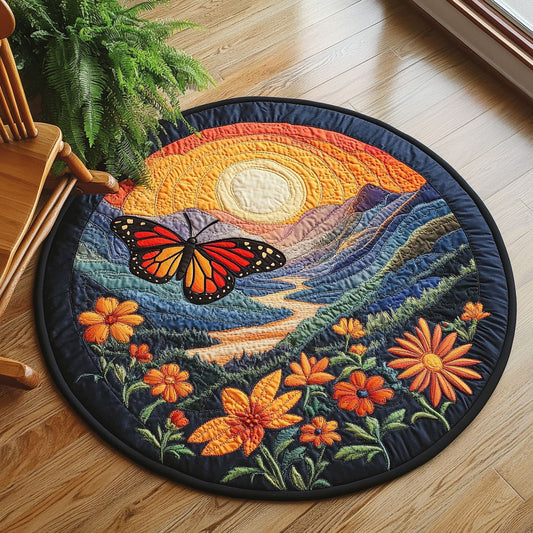 Meadow Monarch Butterfly WP0204009CL Quilted Round Mat