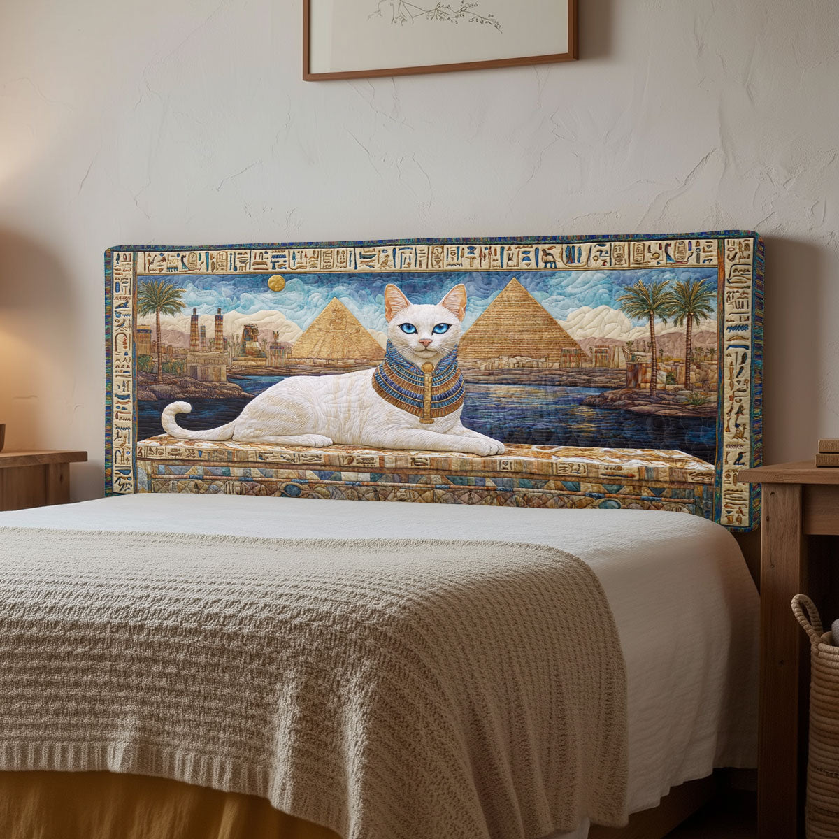 Mystic Pharaoh Cat CW2312020CL Quilted Headboard Slipcover