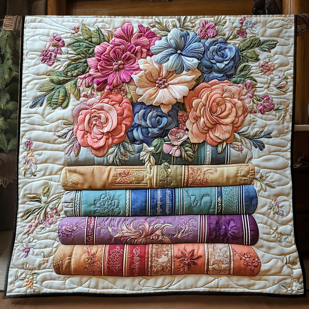 Floral Bookcase WP1905016CL Quilt