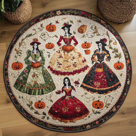 Harvest Skeleton Lady WN1908042CL Quilted Round Mat