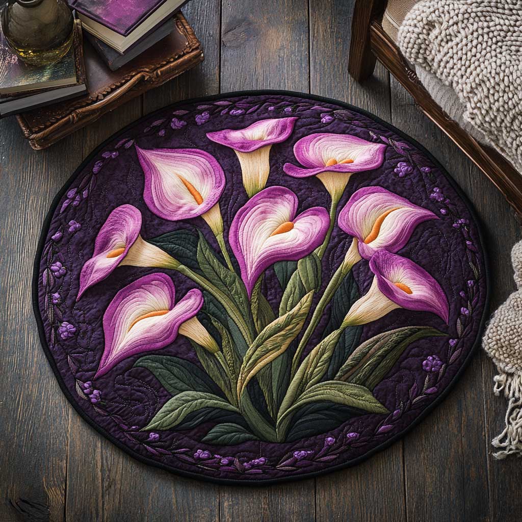 Calla Lilies And Light WN2503018CL Quilted Round Mat