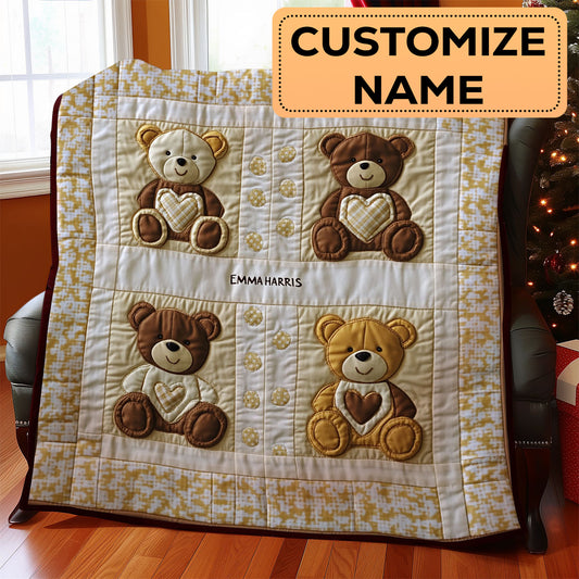 Teddy Honey Hug CW1807019CL Personalized Baby Quilt