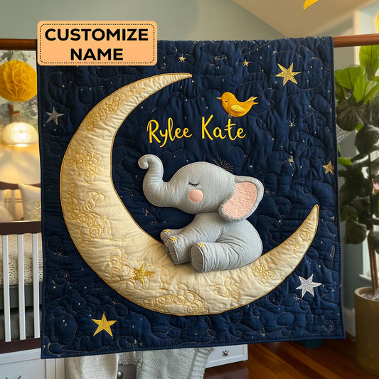 Sleepy Moon Safari WJ1807003CL Personalized Baby Quilt