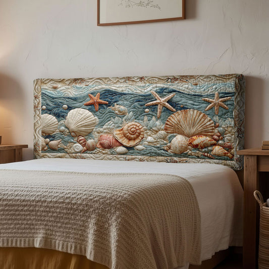 Sandy Seashell WN1312076CL Quilted Headboard Slipcover