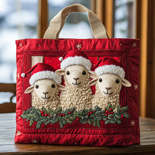 Christmas Sheep Charm CW1711041CL Quilted Tote Bag