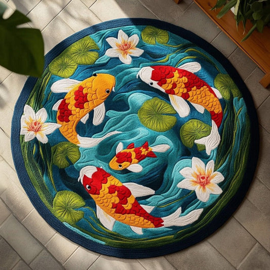 Koi Fish Lovers XR1709008CL Quilted Round Mat