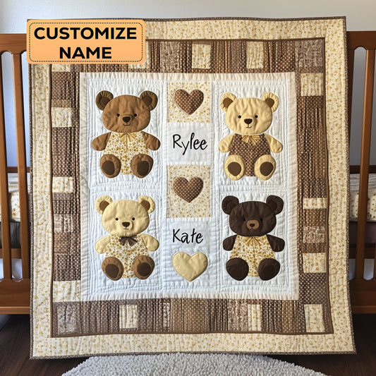 Bear Hug WJ1707001CL Personalized Baby Quilt