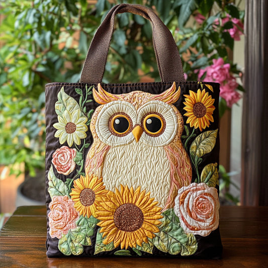 Floral Owl CP0110080CL Quilted Tote Bag