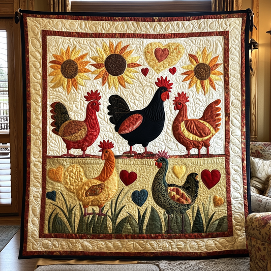 Radiant Chicken Garden YR0701042CL Quilt