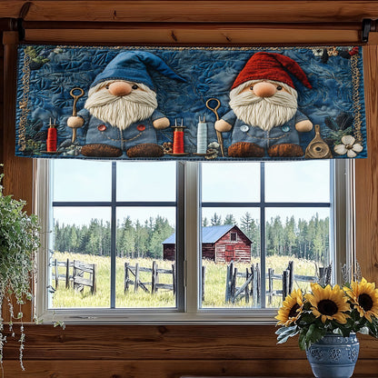 Gnome In Blue WN1406060CL Quilted Valance