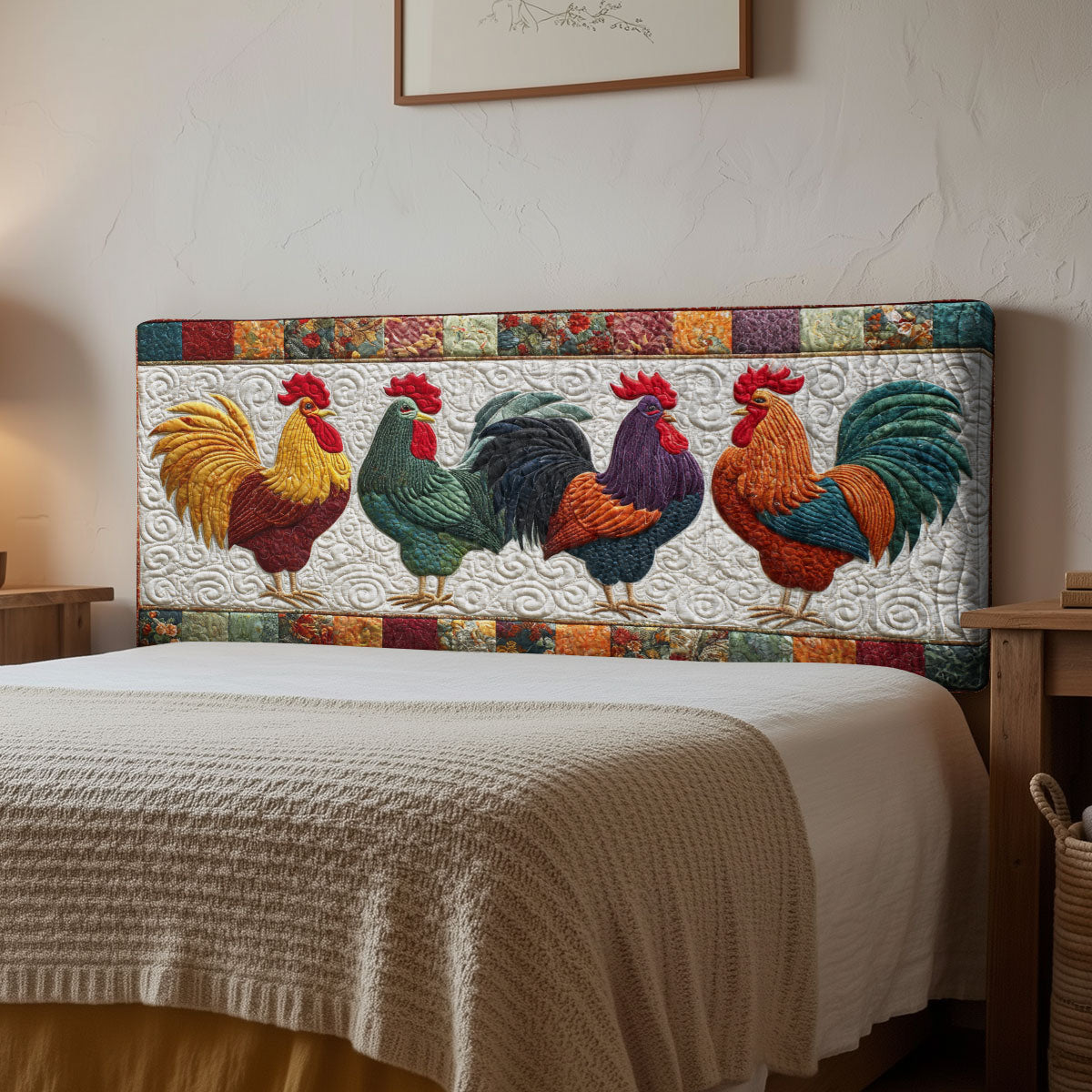 Farm Roosters CP1112015CL Quilted Headboard Slipcover