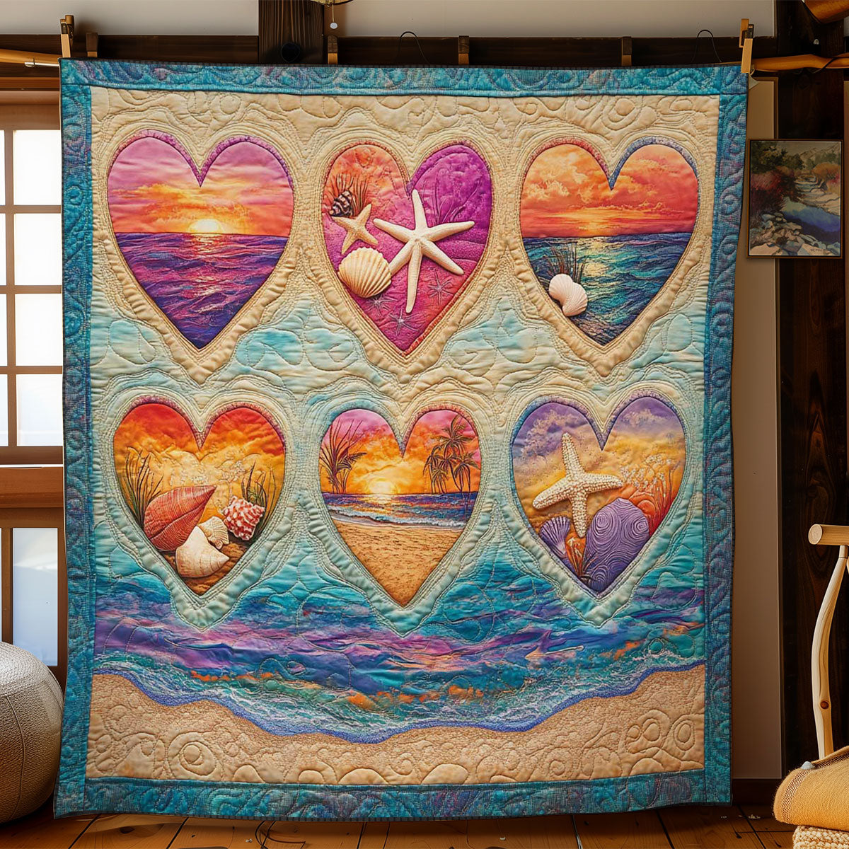 Seaside Hearts WN1004047CL Quilt