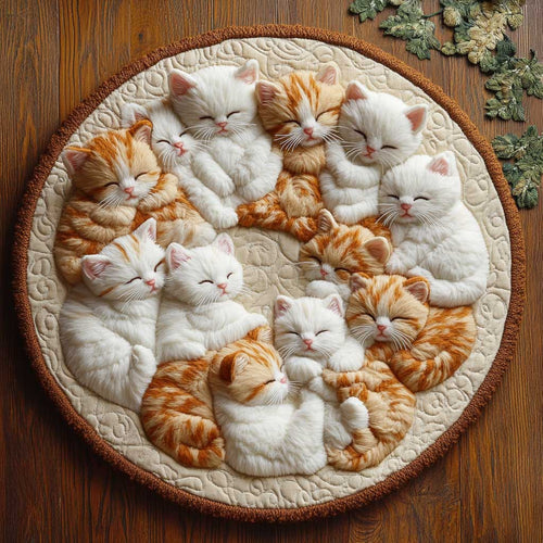 Cat Nap Time WN2203003CL Quilted Round Mat