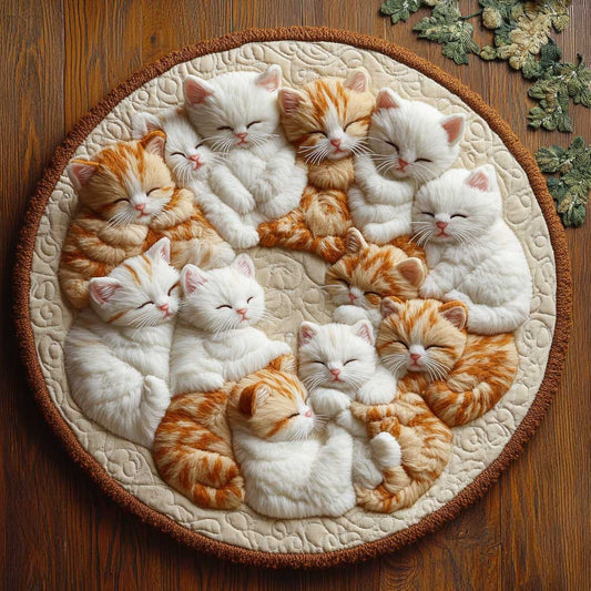 Cat Nap Time WN2203003CL Quilted Round Mat