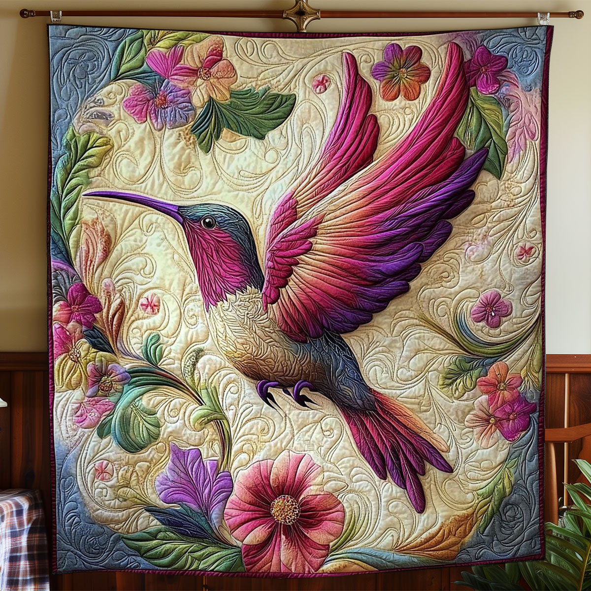 Hummingbird Flower CW3004096CL Quilt