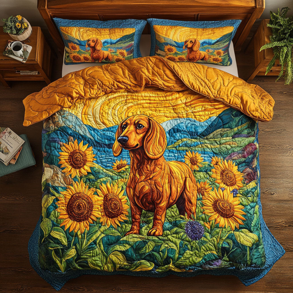 Dachshund In Sunflower Meadow WY0406005CL Duvet Cover Set