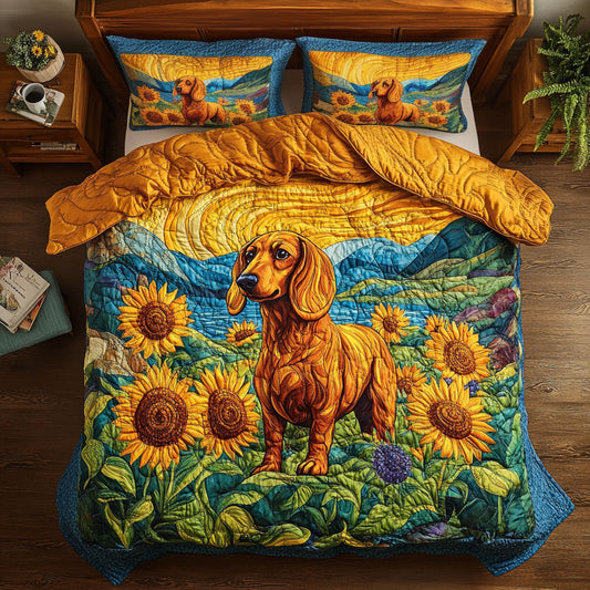 Dachshund In Sunflower Meadow WY0406005CL Duvet Cover Set