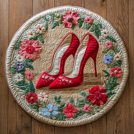 Floral High Heels CP2805027CL Quilted Round Mat