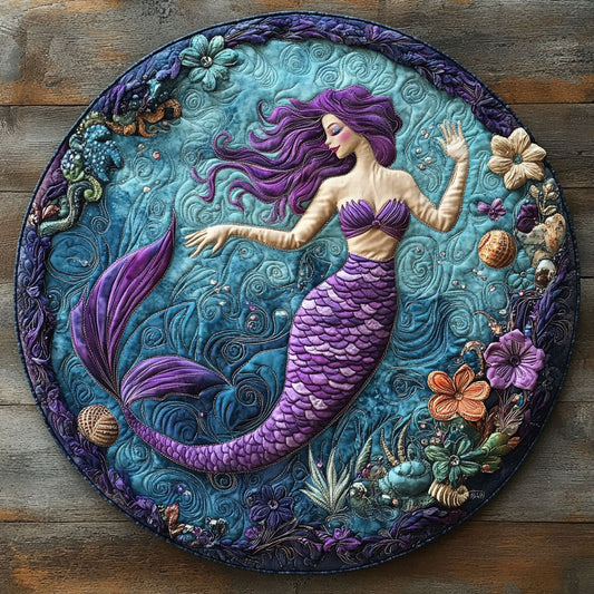 Purple Mermaid WY2404014CL Quilted Round Mat