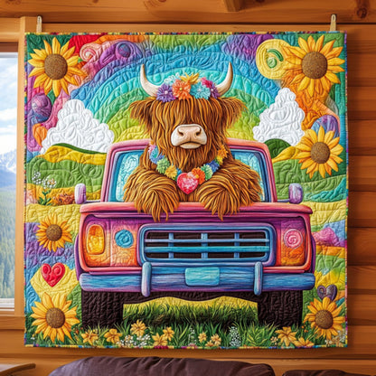 Hippie Highland Cow KL1911002CL Quilt