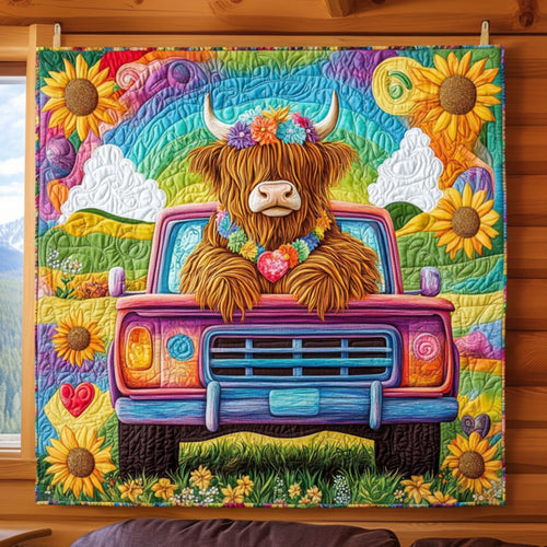 Hippie Highland Cow KL1911002CL Quilt