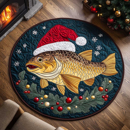 Christmas Fish WN2103027CL Quilted Round Mat