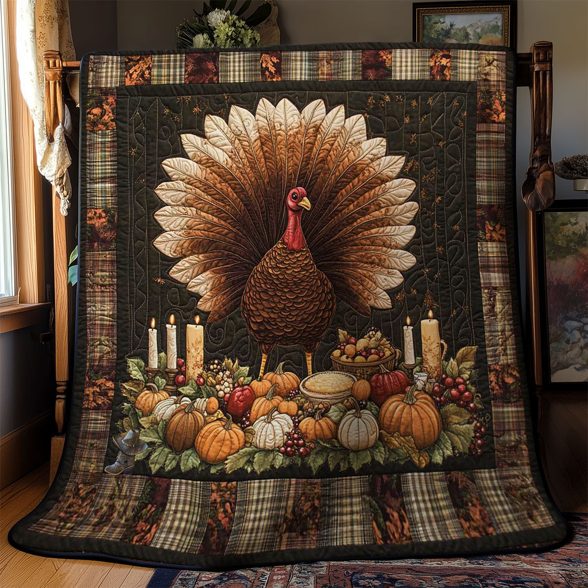 Festive Turkey Gathering WN2011050CL Quilt