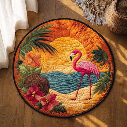 Island Sunset Flamingo WY3006101CL Quilted Round Mat