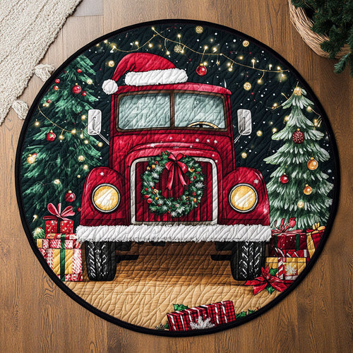 Truck Christmas Cabin WN1111083CL Quilted Round Mat