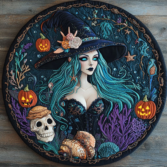 Haunted Mermaid Witch WN1908043CL Quilted Round Mat