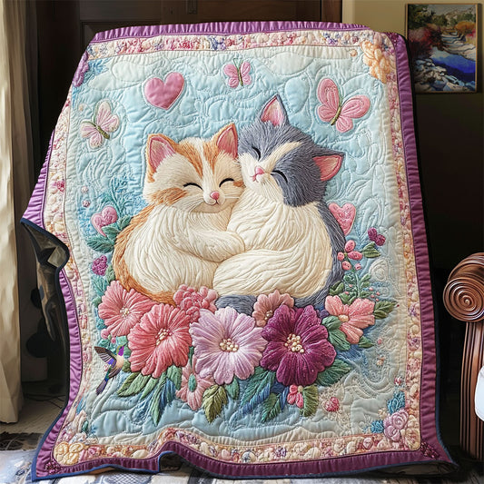 Sleeping Kitten In Flower WY2412075CL Quilt