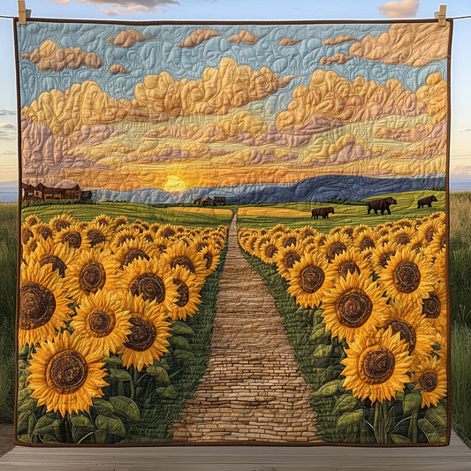 Road Winding Through A Sunflower Field LT2409001CL Quilt